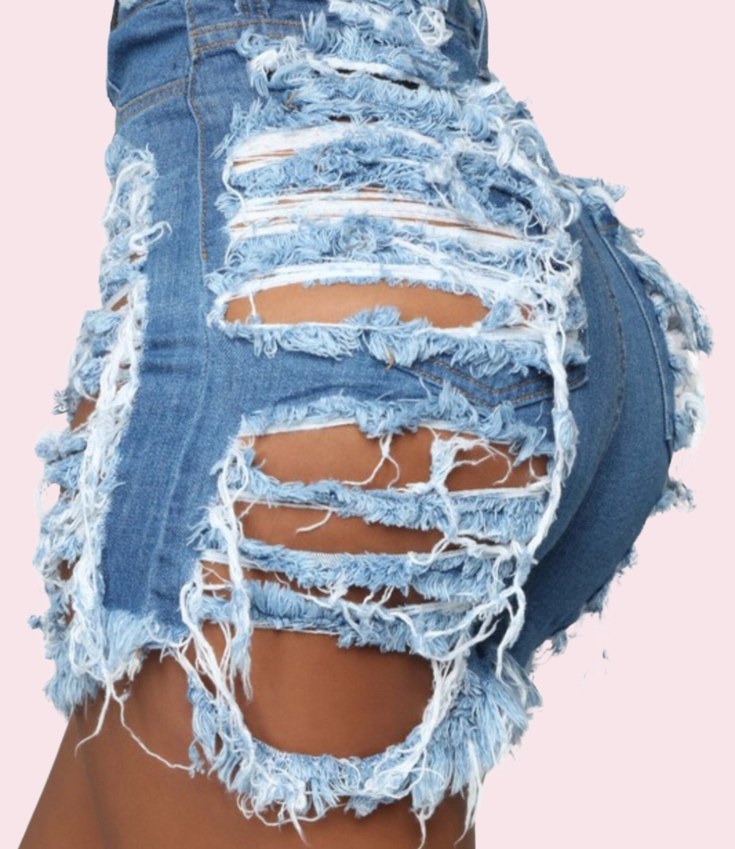 Side Slit Denim Shorts