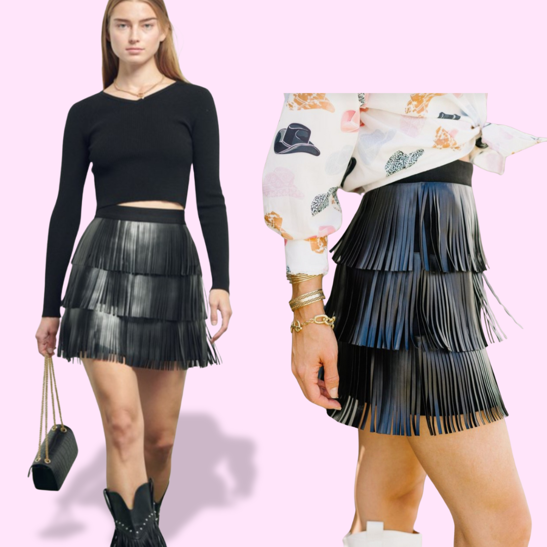 Black Layered Fringe Skirt