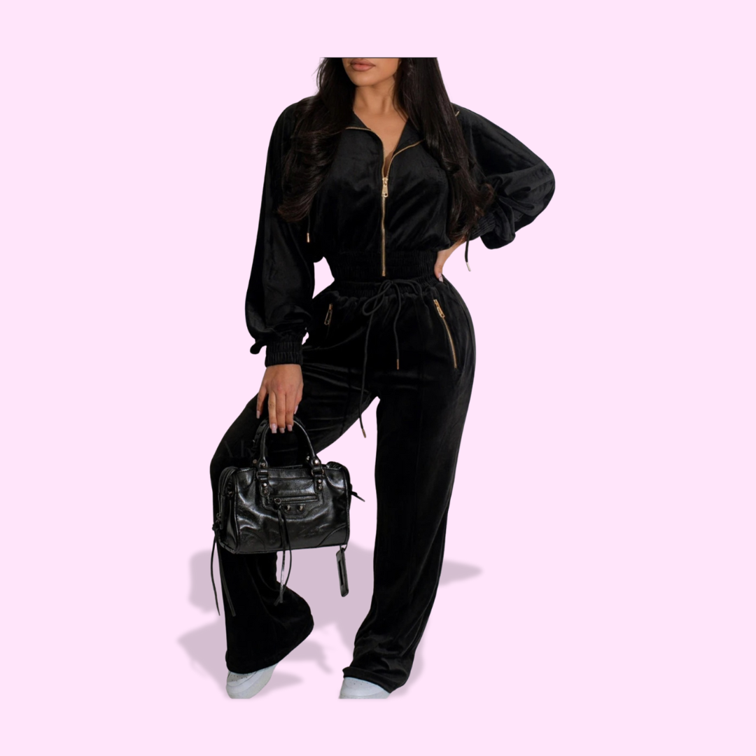 Black Velvet Pants Set