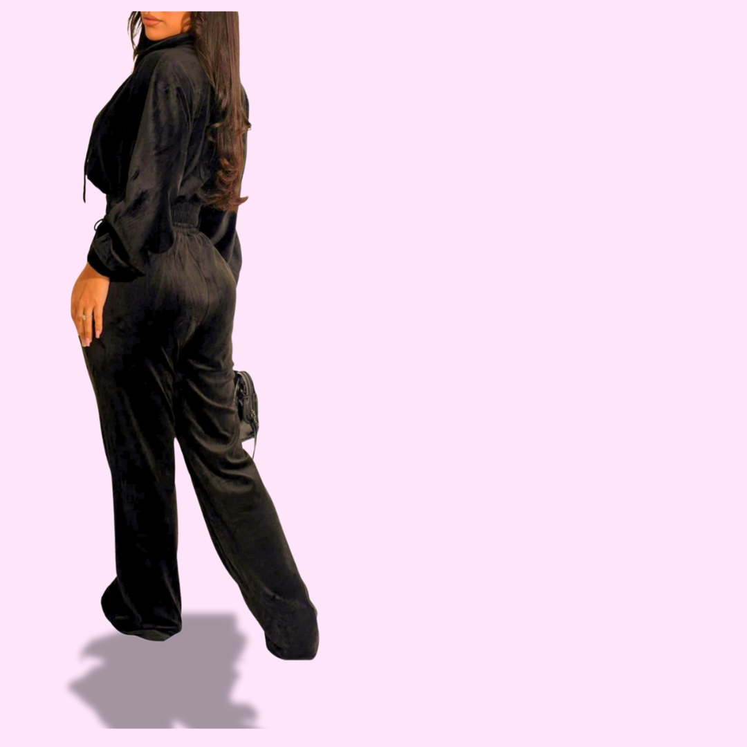 Black Velvet Pants Set