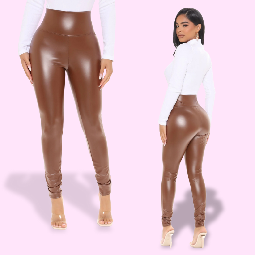 Brown Faux Leather Leggings