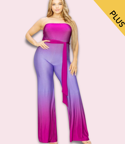 Gradient Plus Size Color Blocked Jumpsuit