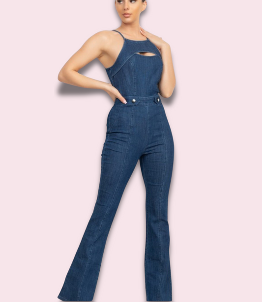 Sidewalk Stepper Denim Jumpsuit