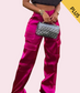 Pink Satun Cargo Pants