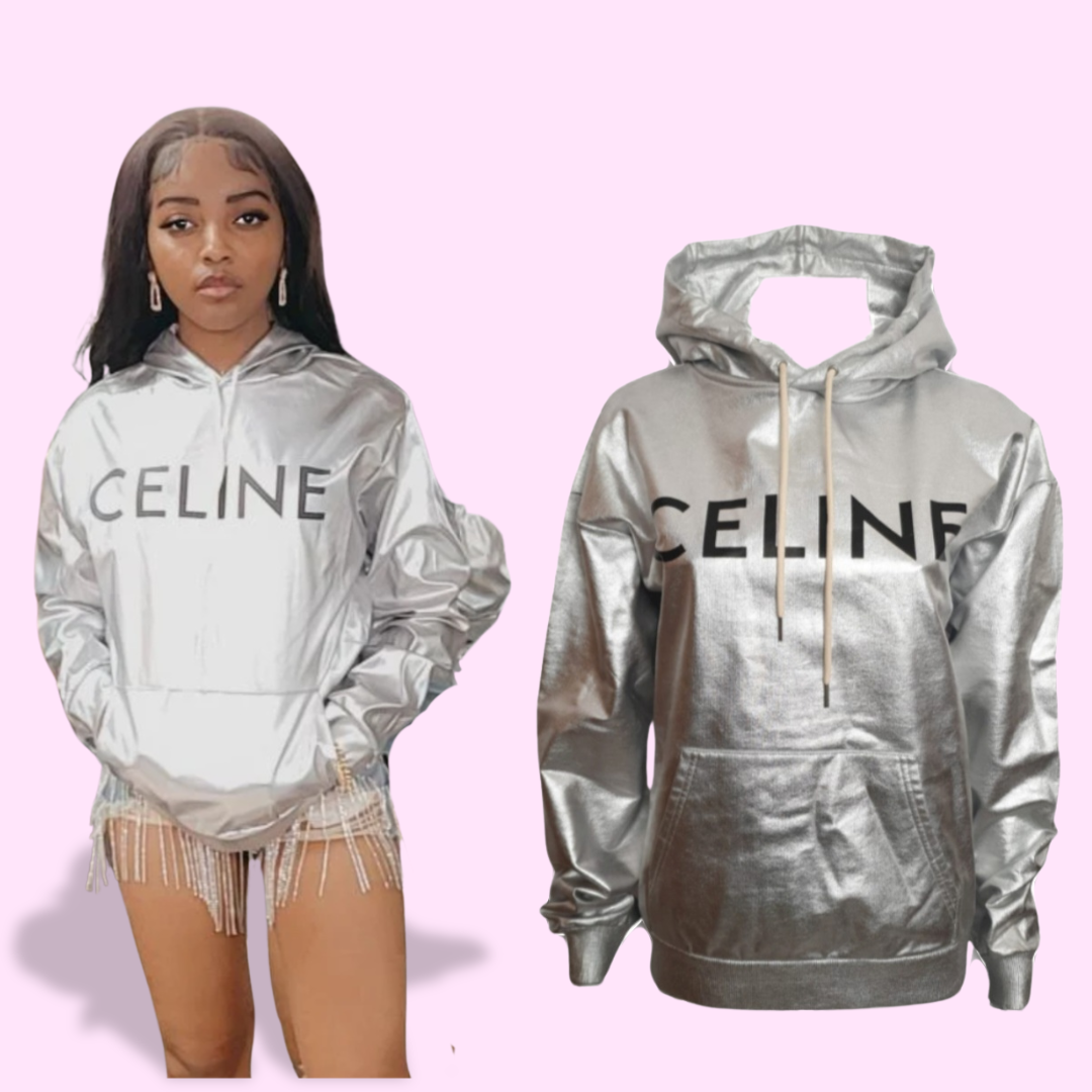 Metallic Silver Logo Hoodie