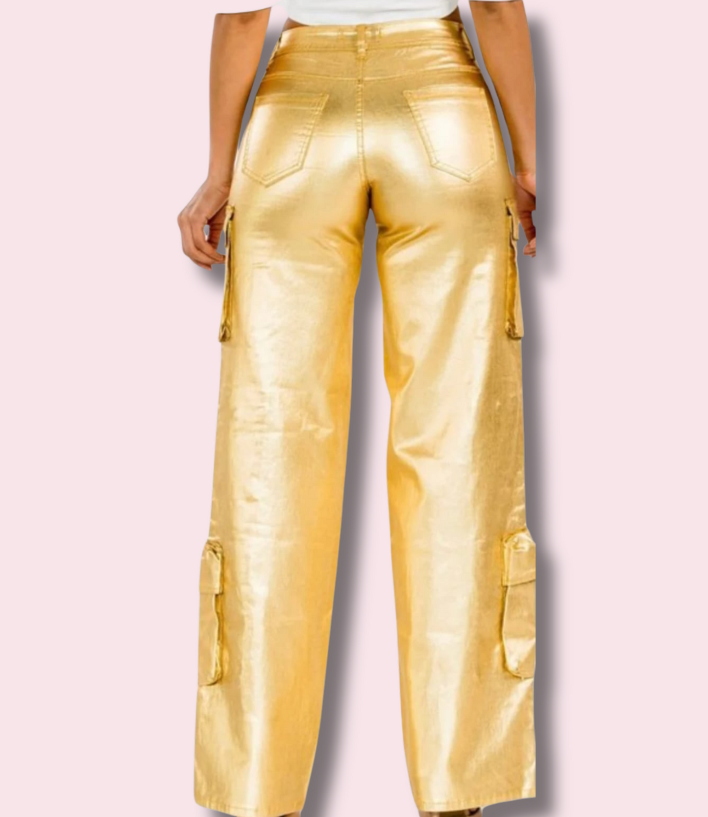 Runway Stretch Metallic Cargo Pants